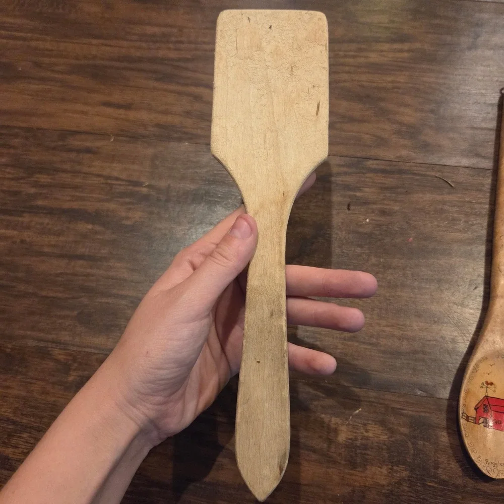 Vintage Wooden Spatula Flat Head Kitchen Utensil Primitive Rustic Farmhouse